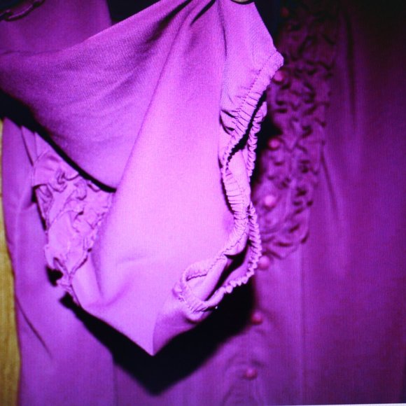 Roamans Ruffle Magenta Blouse Plus Sz 22W 3/4 Sleeve - Picture 4 of 7